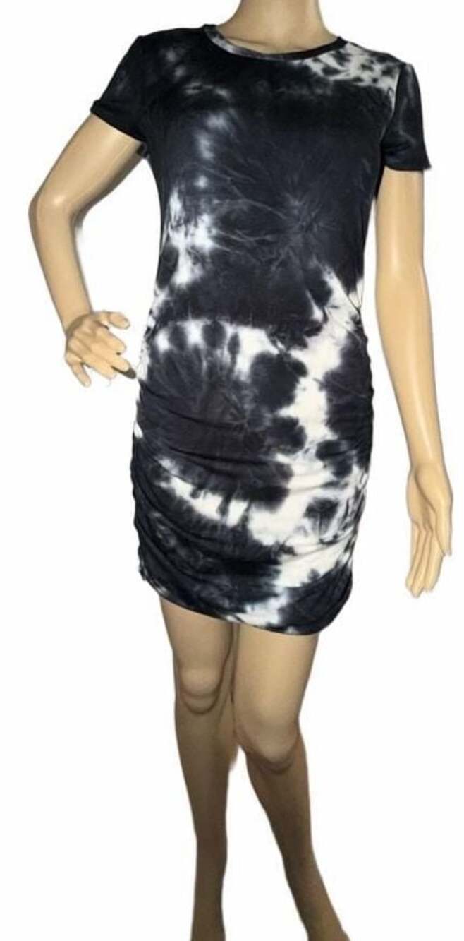Antistar Tie-Dye Side-Ruched Bodycon T-Shirt Dress